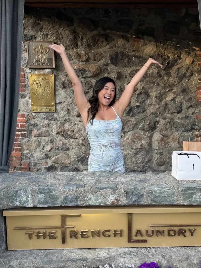 Vania outside The French Laundry restaurant in Napa Valley